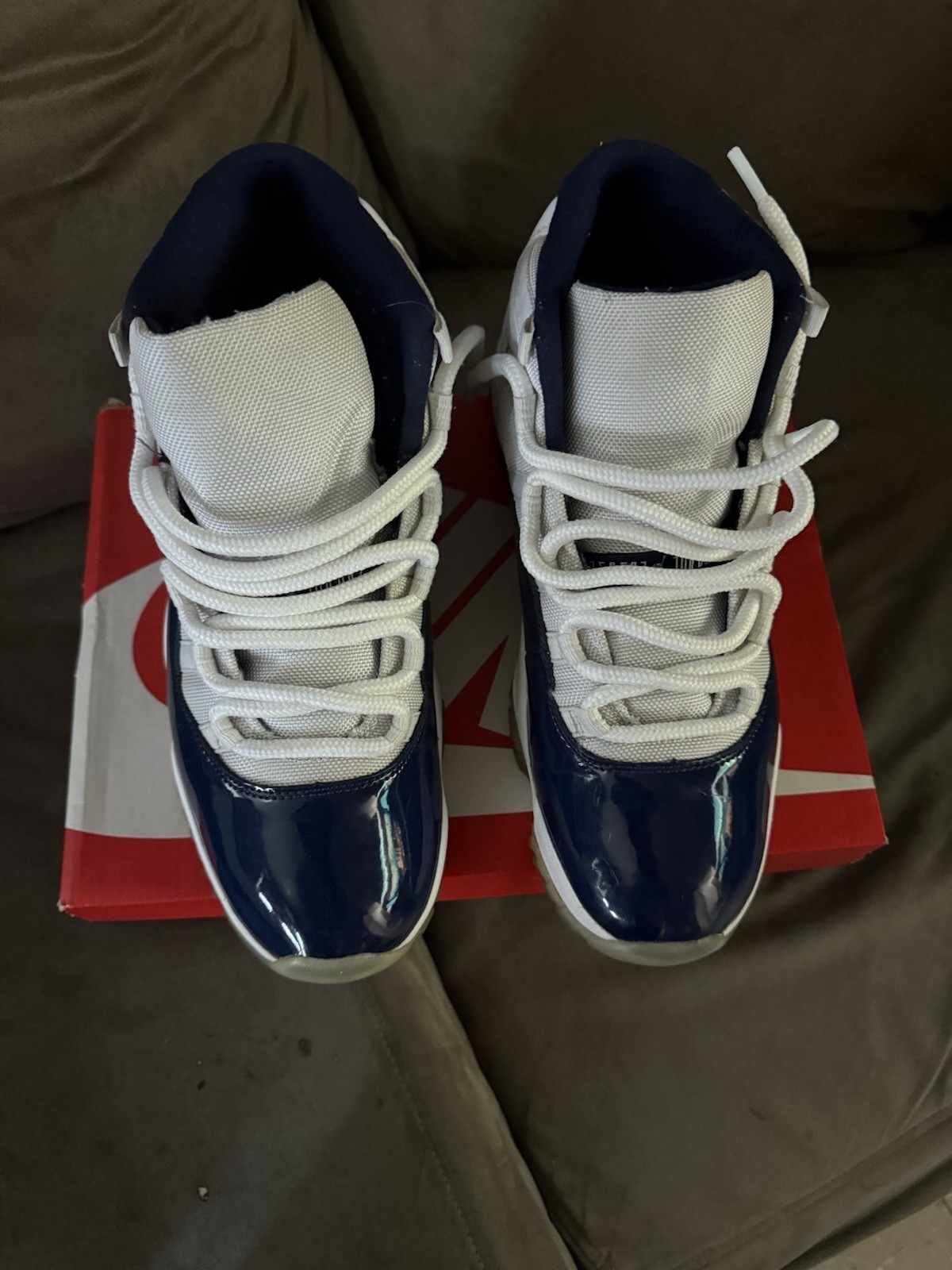 White And Navy Blue 11s
