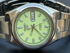 Vintage Seiko 5 Green Dial Automatic Mens Seiko Watch 21 Jewels Date Japan S-56
