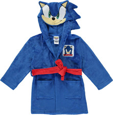 Super Mario, Pok mon Sonic Fleece Kids Hooded Robe - Super Soft Plush Bathrobe