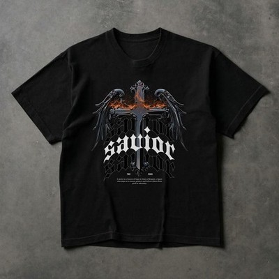 Savior Cross Shirt, Gothic Cross Savior Tee, Christian Streetwear Graphic Shirt,
