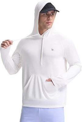 BALEAF Herren Kapuzenpullover Schwimmshirt UPF UV XL Weiß Schnelltrocknend Sport