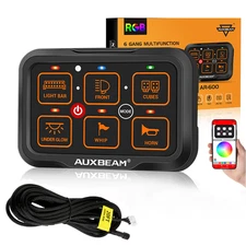 AUXBEAM RGB 6 Gang Switch Panel bluetooth TOGGLE/ MOMENTARY/ PULSED+4 Pin Cable