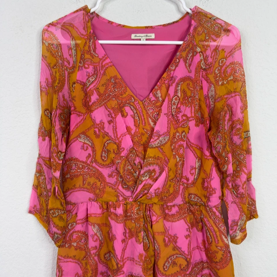 Broadway & Broome Dress Womens 4 Colorful Paisley Chiffon Boho Cottagecore Fairy - Image 3 of 4