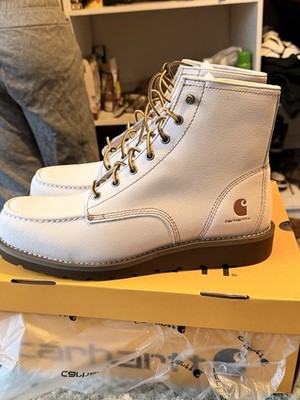 New Carhartt 6'' Moc Toe Wedge Boot White Scuff Water Proof Resistant Size 11.5