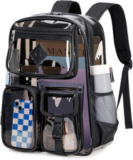 Clear Backpack for School,Heavy Duty PVC Transparent Bookbag for Girls Stadium A