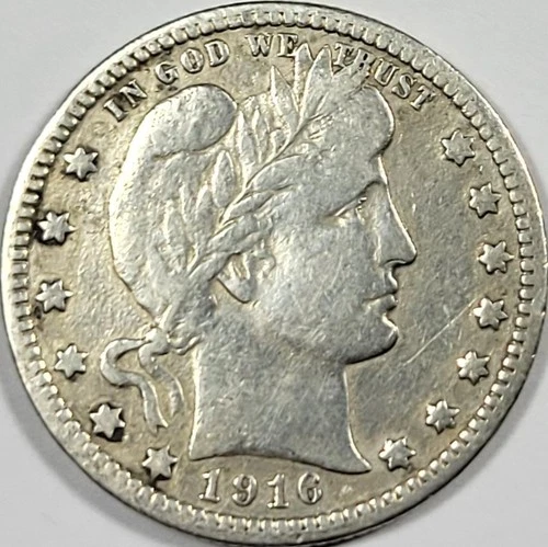 1916  Barber Quarter - ** F+ ** Could grade higher
