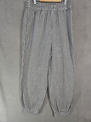 Ollari New York Womens XL Jogger Pants Black White Check Embroidery Pullup