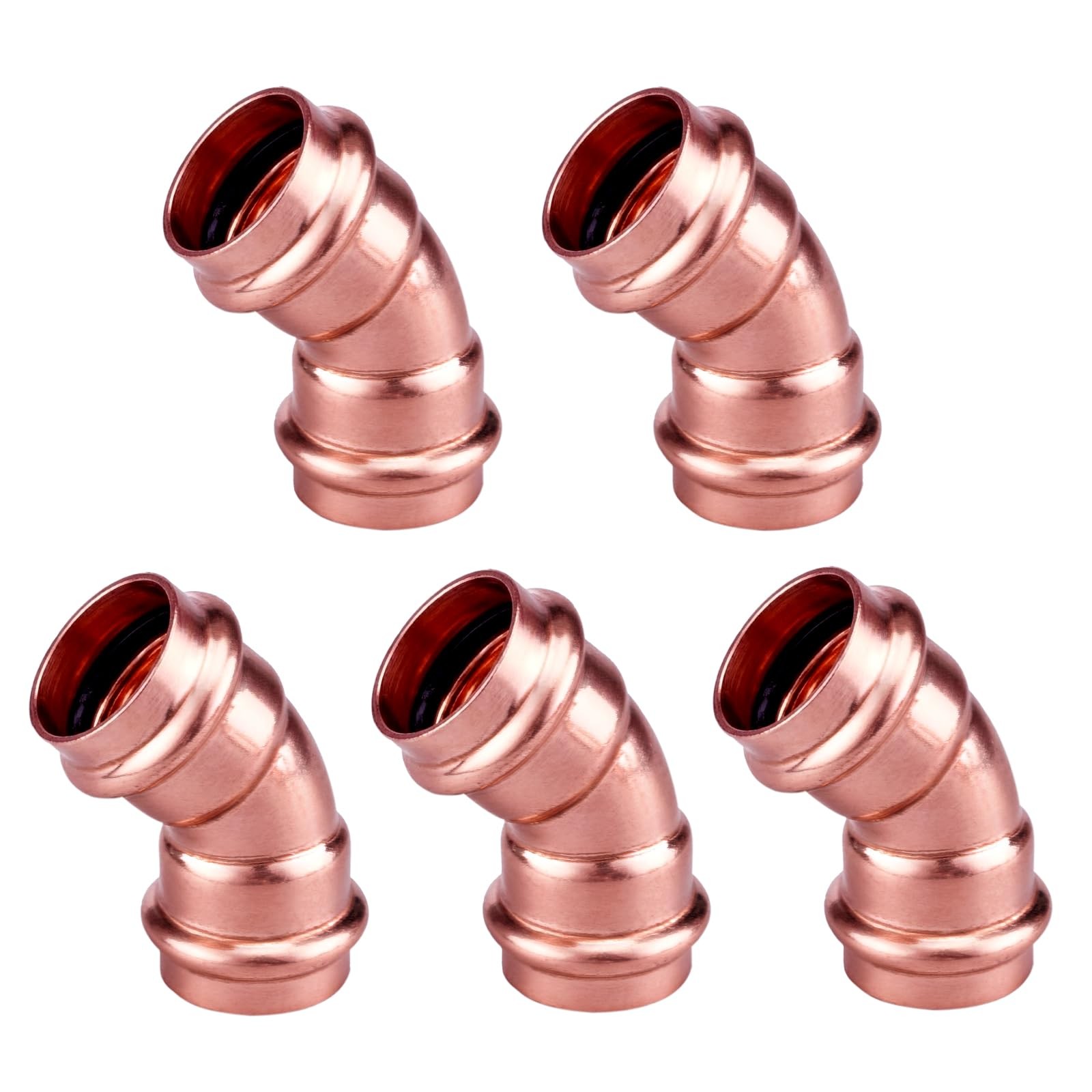 Heavy Duty 45 Degree Elbow Copper Press Fittings 1 Inch Plumbing 5 PCS Pack