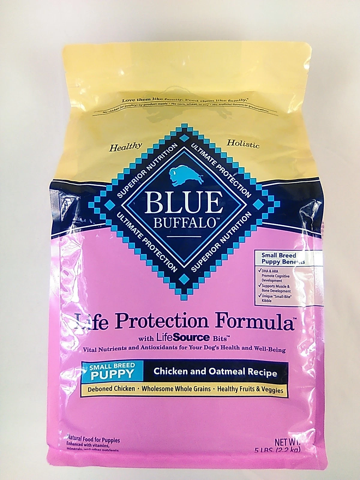Blue Buffalo Life Protection Formula Small Breed Puppy Chicken + Oatmeal Recipe.
