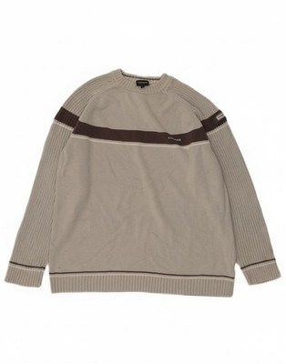 Kickers Mens Crew Neck Jumper Sweater Medium Grey Colourblock Cotton BA20
