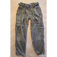 Abercrombie Kids Cargo Jogger Pants Green Pull On Utility Style Size 9/10