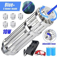 450nm Blue Laser Pointer 10W Adjustable Beam Light Torch Lazer Dot  Battery