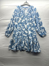 Fat Face Women Multicoloured Dress Size 16 Regular Balloon Sleeve V-Neck Pockets