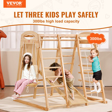 Indoor Jungle Gym, 7-in-1 Toddler Indoor Playground, Wooden Climbing Toys