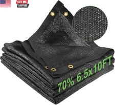 Shade Cloth for Garden, 70% 6.5 X 10 FT Black Mesh Tarp with Reinforced Grommets