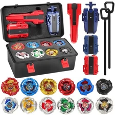 X Battling Top Gyro Toy Set, 12 Spinning Tops, 3 Launchers with Storage Box, ...