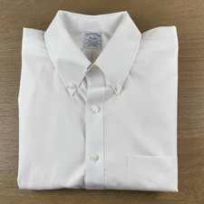Brooks Brothers Shirt Men XL 17-34 White Regular Cotton Blend Button Down Shirt