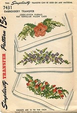 1940's Rare VTG Simplicity Cross-Stitch Florals Embroidery Transfer Pattern 7431