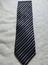 Roberto Villini  Couture  Tie, 100 Silk,58.5  x4  , Brown W/blue silver Stripes
