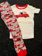 Boys Gymboree Fire Truck Cotton Pajamas Worn Once size 6 LN