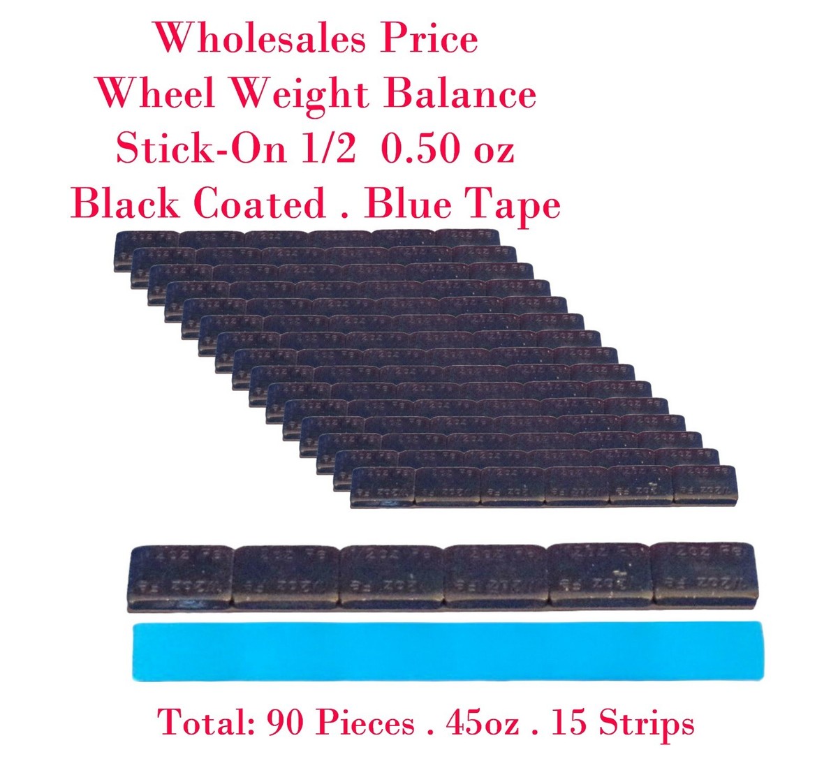 90 Pieces Stick-On Wheel Weights - Black, 0.50 Oz (1/2 Oz), With Red Tape For Balance 11 thumbnail image