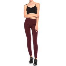 Women's Fleece Lined Winter Thick Warm Thermal Stretchy Leggings Burgundy