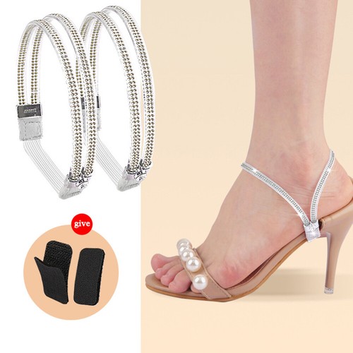 Women High Heeled Shoe Straps Anti-loose Heel Rhinestone Elastic Shoelaces Hot## - Picture 20 of 32