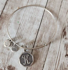 Alex & Ani Silver Tone "K" Initial Fashion Expandable Bracelet