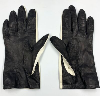 Vintage CHANEL White Black Perforated Silver CC Lock Leather