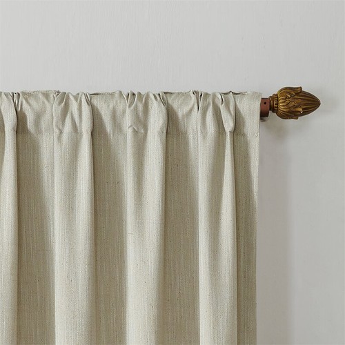 Bedford Linen Blend Curtains Drapes 2 Panels Light Filtering Window Drapes Gray - Picture 4 of 5