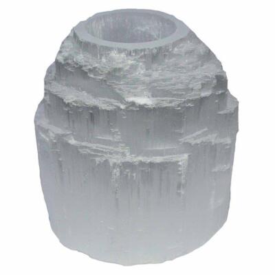 Selenit Teelicht in Form eines Eisberges ca. 10 x 8 cm aus Marokko ugs. auch Mar