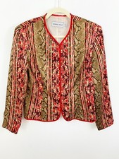 Vintage Howard Wolf Snake Print Button Front Blazer Sz 10 Red Brown Made in USA
