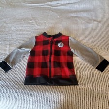 Wonder Nation Boys 24M Red/Black/Gray Flannel Full Zip Jacket