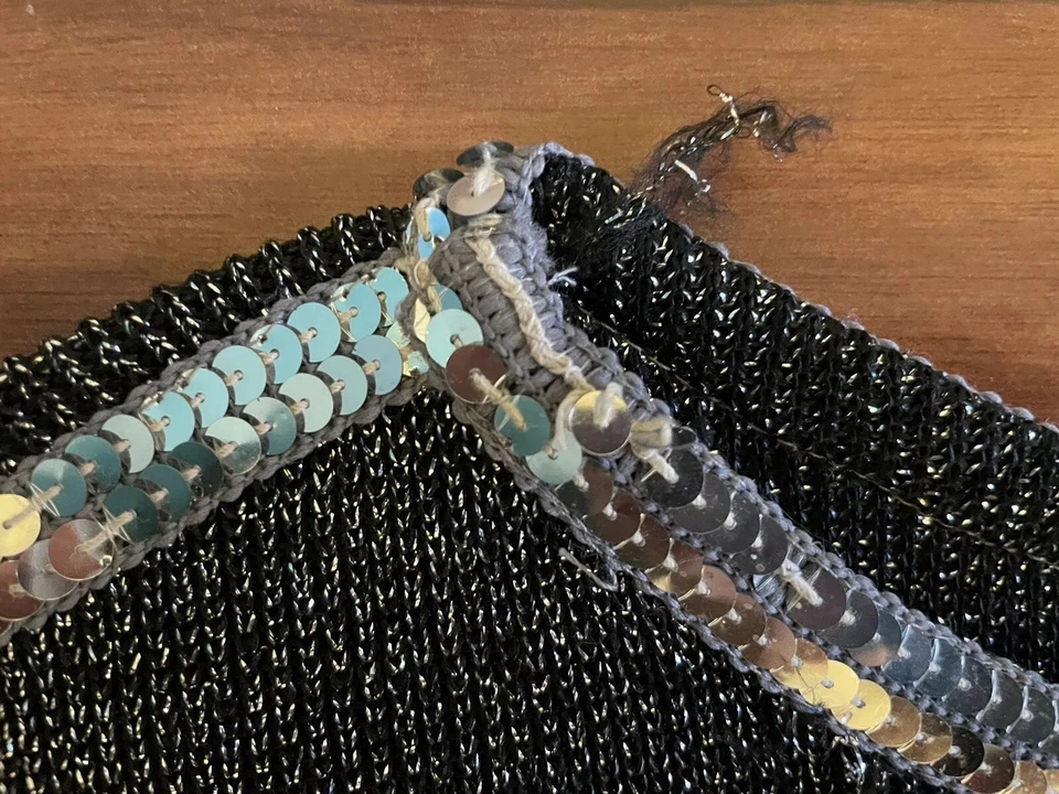 Impresionante Vestido Disco Baker Payne Vintage Años 70 80 Malla Lentejuelas Talla 8/10 M Defectos Foto 4 de 4