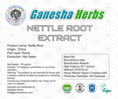 100% Pure Nettle Root High Potency 20:1 Extract Powder  100g. / 3.6oz.