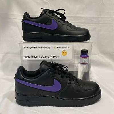 Nike Air Force 1 Low Black (Violet Custom Painted Swoosh) SC-#81B
