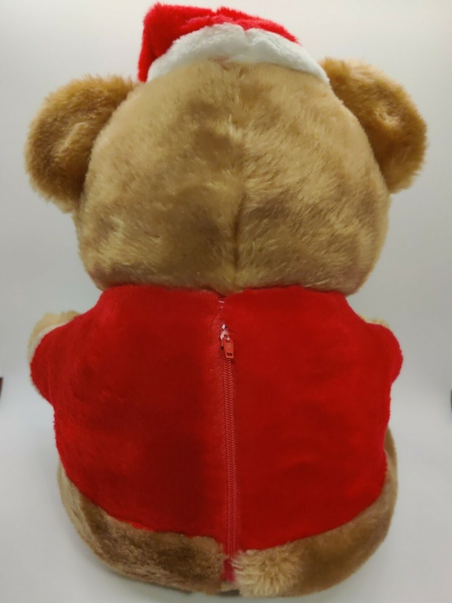 VTG 80's CHRISTMAS TEDDY BEAR Musical Stuffed Animal Plush