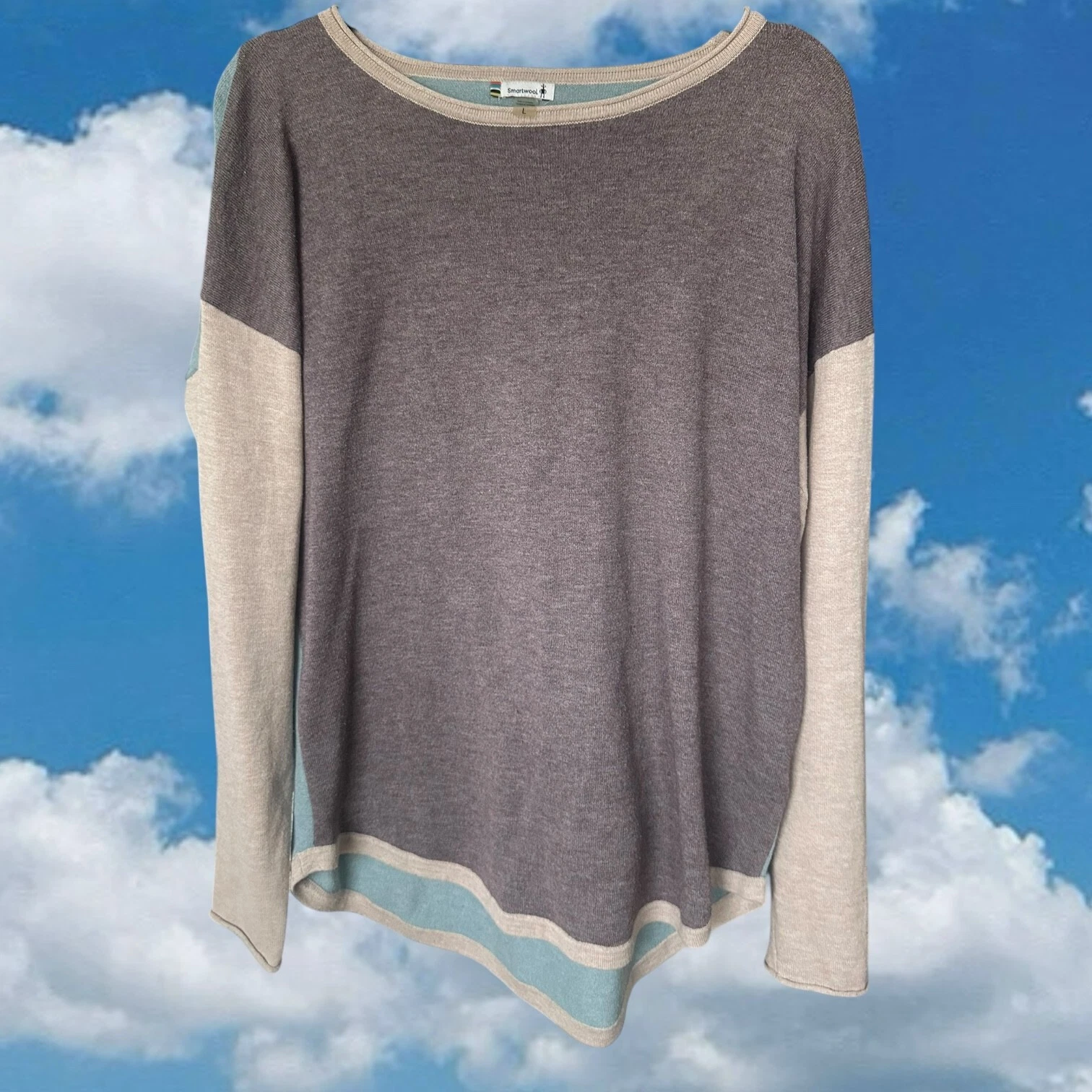 smartwool color block long sleeve pullover sweater