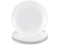 Melamine White 11'' Dinner Plates, Round Set of 6 – Durable & Easy to Clean