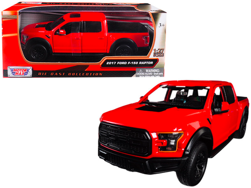 Ford F-150 Raptor Pickup Truck 2017 Red Black Wheels Motormax 1/27 Diecast - Picture 3 of 3