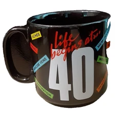 Life Begins At Forty Black Coffee Mug by Russ Berrie & Company