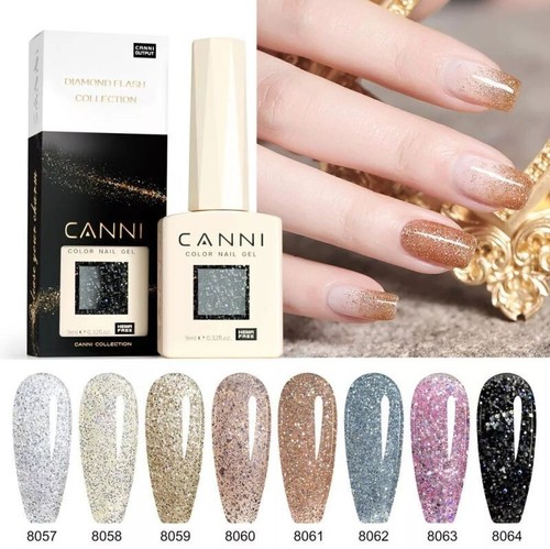 CANNI Hema Free Nail Gel Nagellack Diamond Glitter 9ml Soak Off Nagellack - Bild 25 von 33