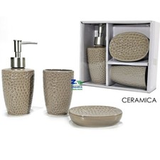 SET BAGNO 3 PEZZI IN CERAMICA COLORE BEIGE COD. 579518A
