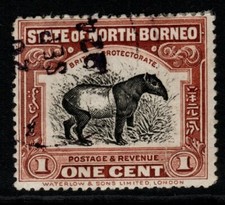 NORTH BORNEO SG158 1909 1c BLACK & CHOCOLATE-BROWN p13&frac12;-14 USED