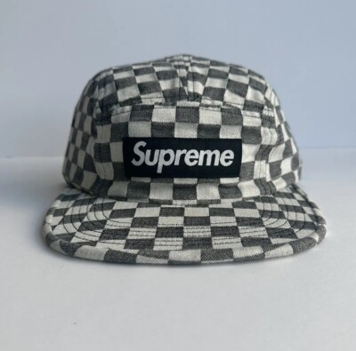 Supreme Box Logo Black White Checkered Woven Camp Cap SS18 NYC