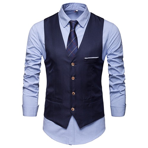 Chaleco de negocios para hombre Chaleco Prendas para el torso Formal Sin mangas Traje de un solo pecho - Imagen 12 de 16