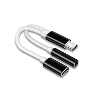 2 in1 USB Type C To 3.5mm Adapter Aux Audio Splitter Converter Charging Cable