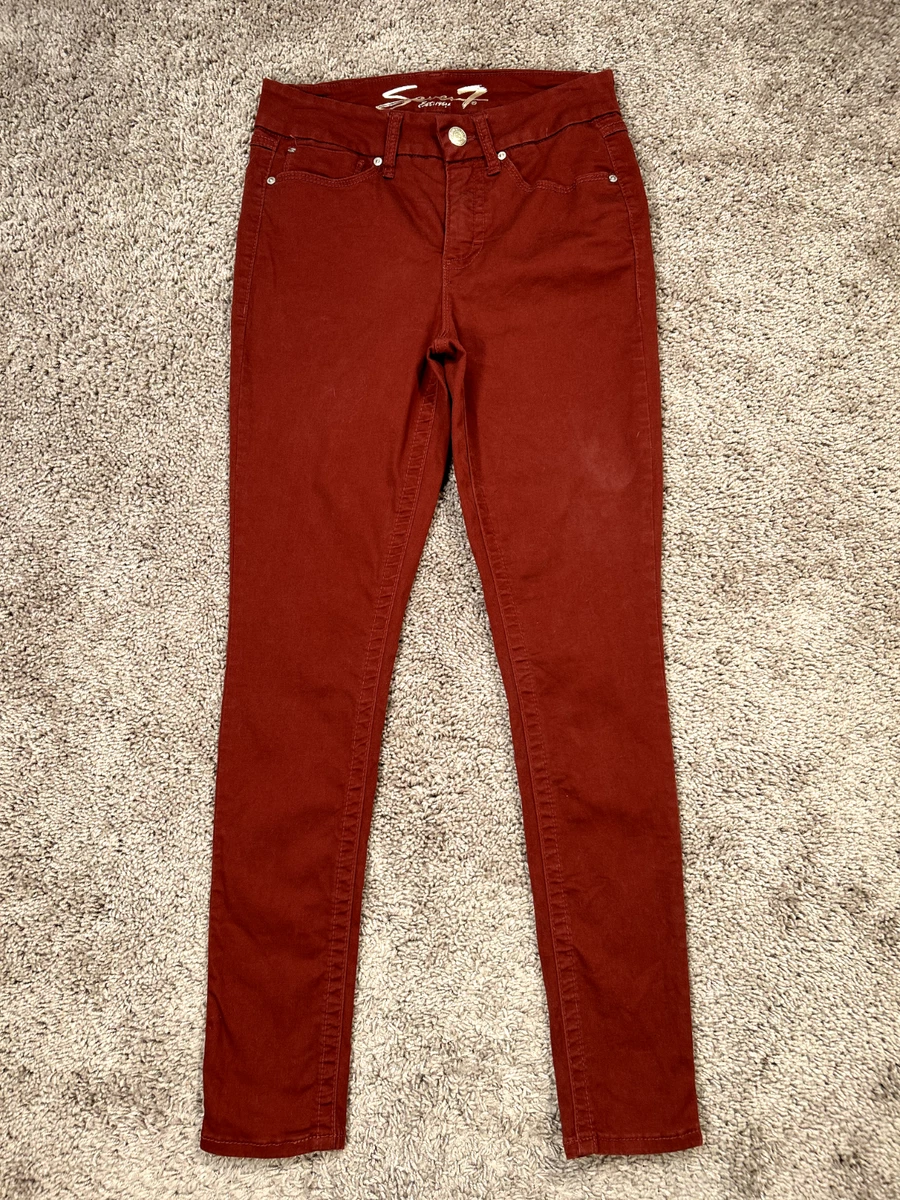 Seven7 Jeans Womens 4 Red Pants Tummyless High Rise Skinny Stretch