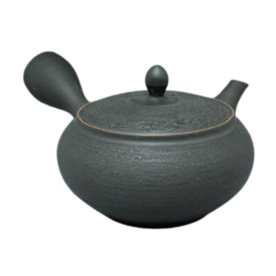 Teapot Kyusu Tokoname - HORYU - Black - 300 ml cc - Ceramic Mesh - Pine Bark