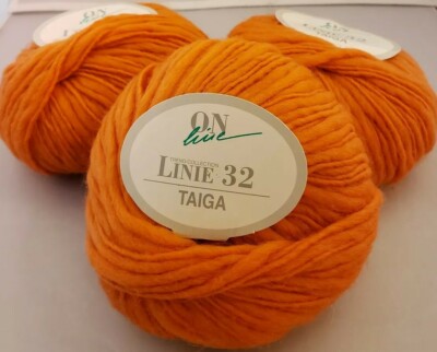 3 SKEINS/BALLS OF ONLINE 32 TAIGA 100% WOOL YARN ~ LIGHT ORANGE